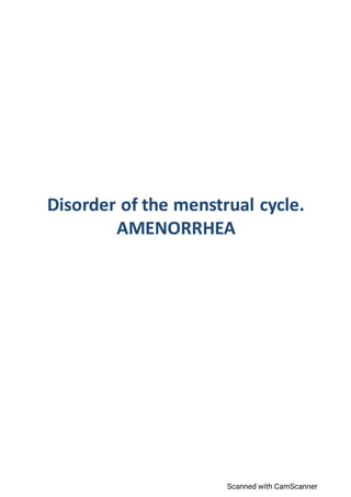 Disorders Of Menstrual Cycle 【Amenorrhea】