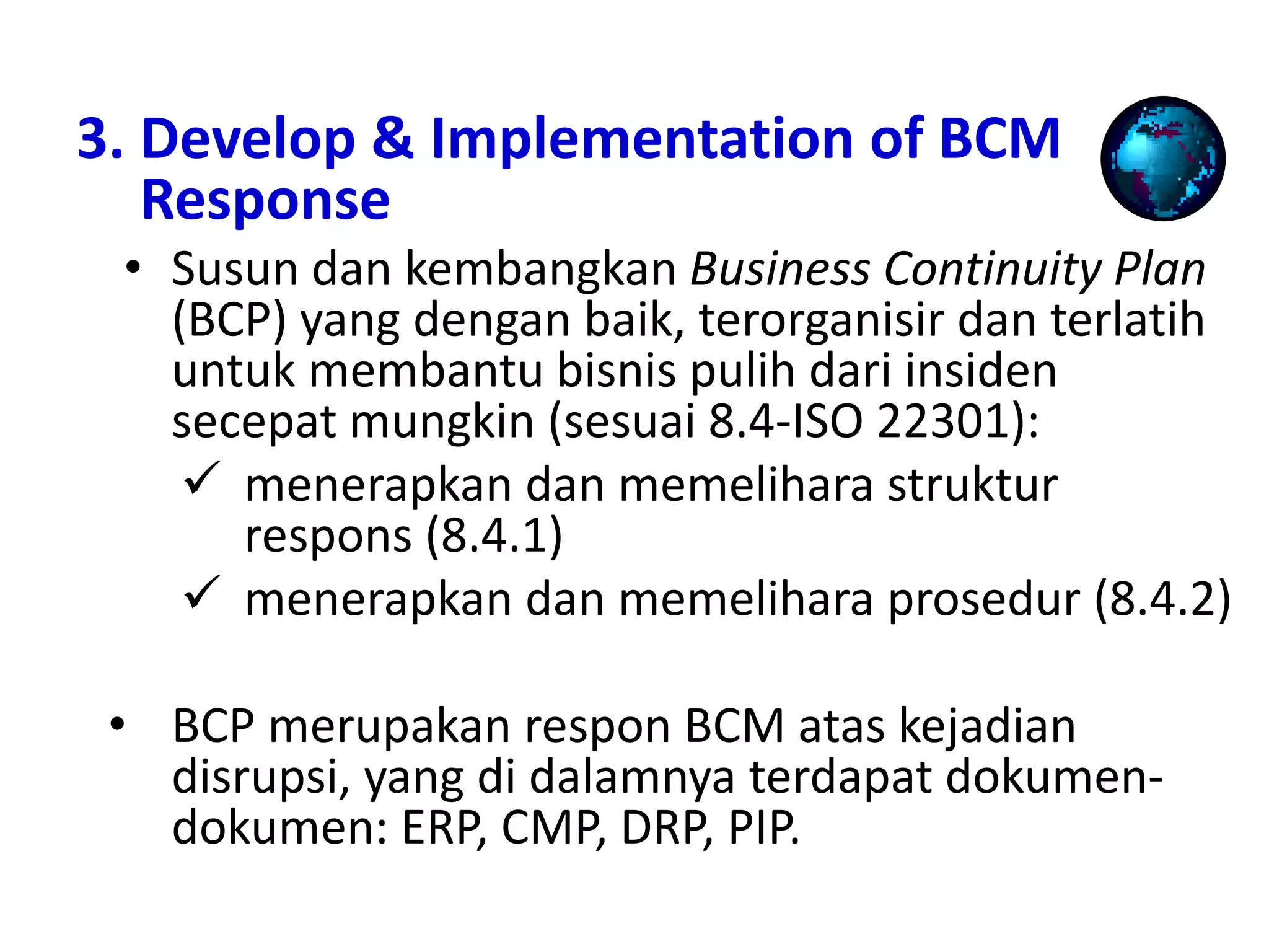 Teknik Penerapan, Perencanaan dan Implementasi Kebijakan BCM _ Materi ...