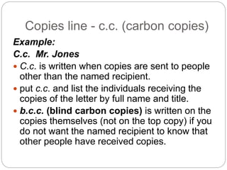 Cc Copy Example 5. business-letter-writing | PPT