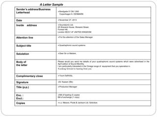 Sender Address Example 5. business-letter-writing | PPT