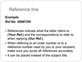 re line in a letter