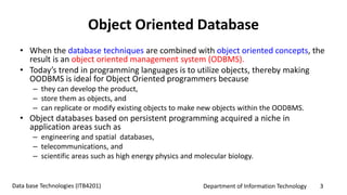 Introduction to Object Oriented databases | PPTX