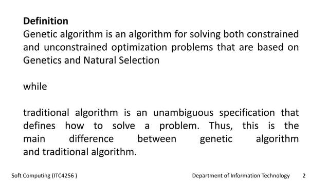 Genetic algorithms vs Traditional algorithms