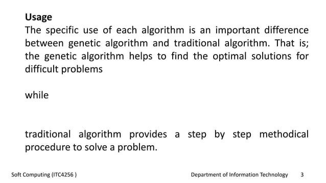 Genetic algorithms vs Traditional algorithms