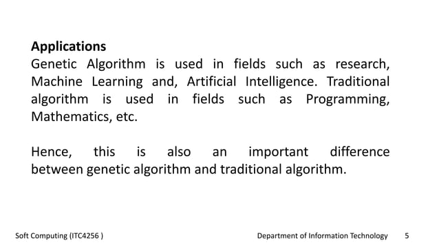 Genetic algorithms vs Traditional algorithms