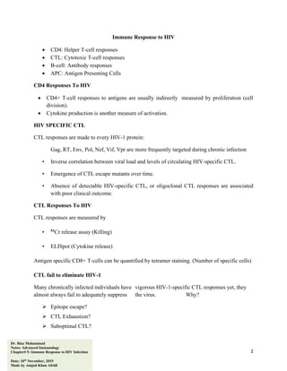 Immune Response to HIV Infection | PDF