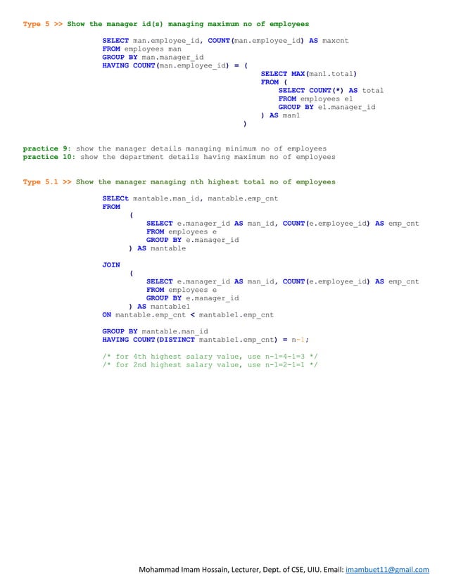 DBMS 6 | MySQL Practice List - Rank Related Queries