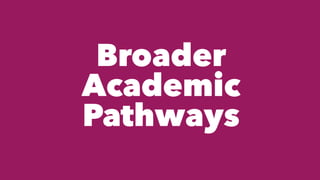Broader
Academic
Pathways
 