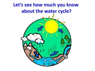 Let’s see how much you know
about the water cycle?
 