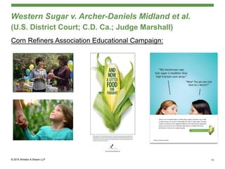Western Sugar v. Archer-Daniels Midland et al.
(U.S. District Court; C.D. Ca.; Judge Marshall)
Corn Refiners Association Educational Campaign:
33
 