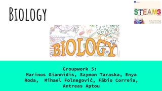 Biology
Groupwork 5:
Marinos Giannidis, Szymon Taraska, Enya
Roda, Mihael Folnegović, Fábio Correia,
Antreas Aptou
 