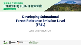 Developing Subnational
Forest Reference Emission Level
(FREL)
Daniel Murdiyarso, CIFOR
 