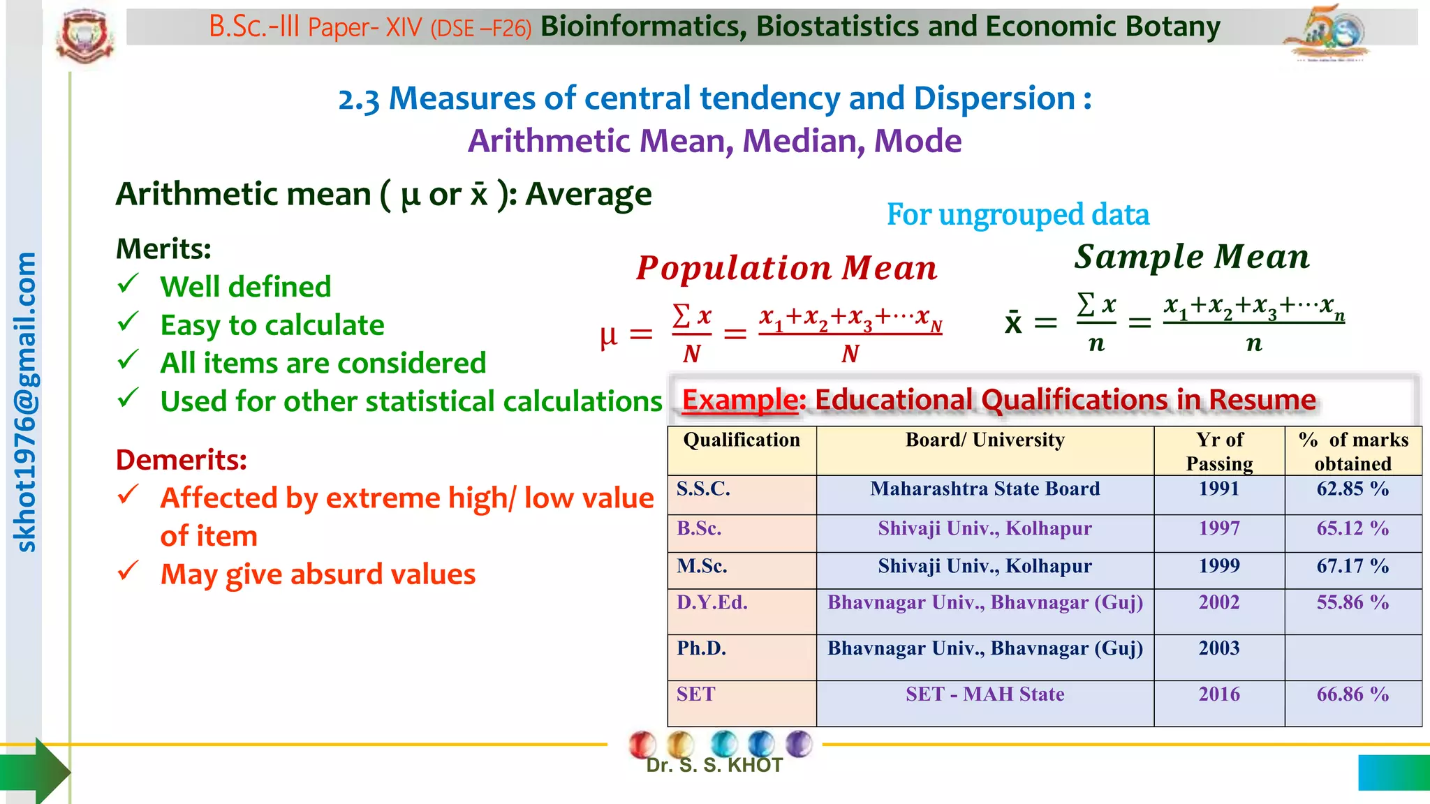 5. Biostatistics central tendency mean, median, mode for ungrouped data ...