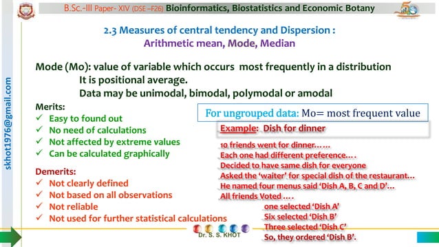 5. Biostatistics central tendency mean, median, mode for ungrouped data ...