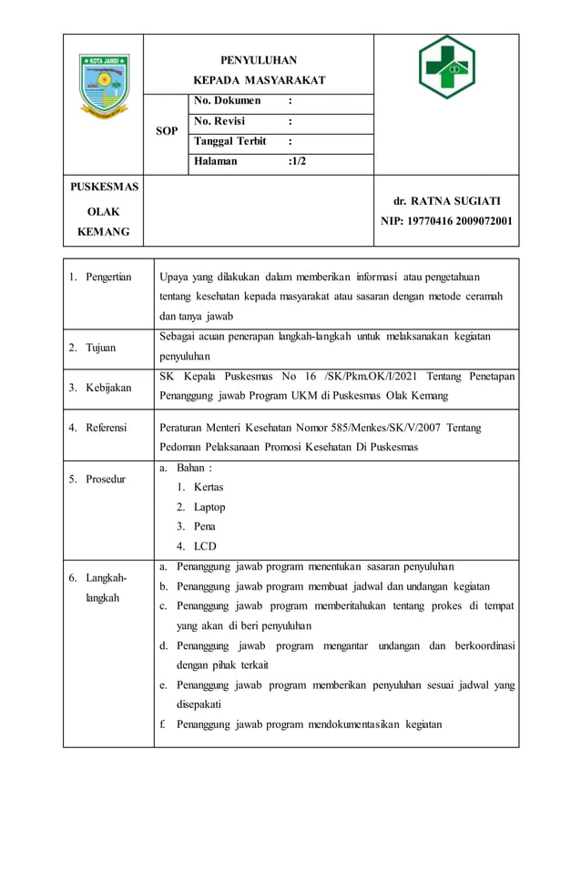 5. sop penyuluhan | PDF