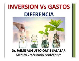 Dr. JAIME AUGUSTO ORTIZ SALAZAR
Medico Veterinario Zootecnista
INVERSION Vs GASTOS
DIFERENCIA
 