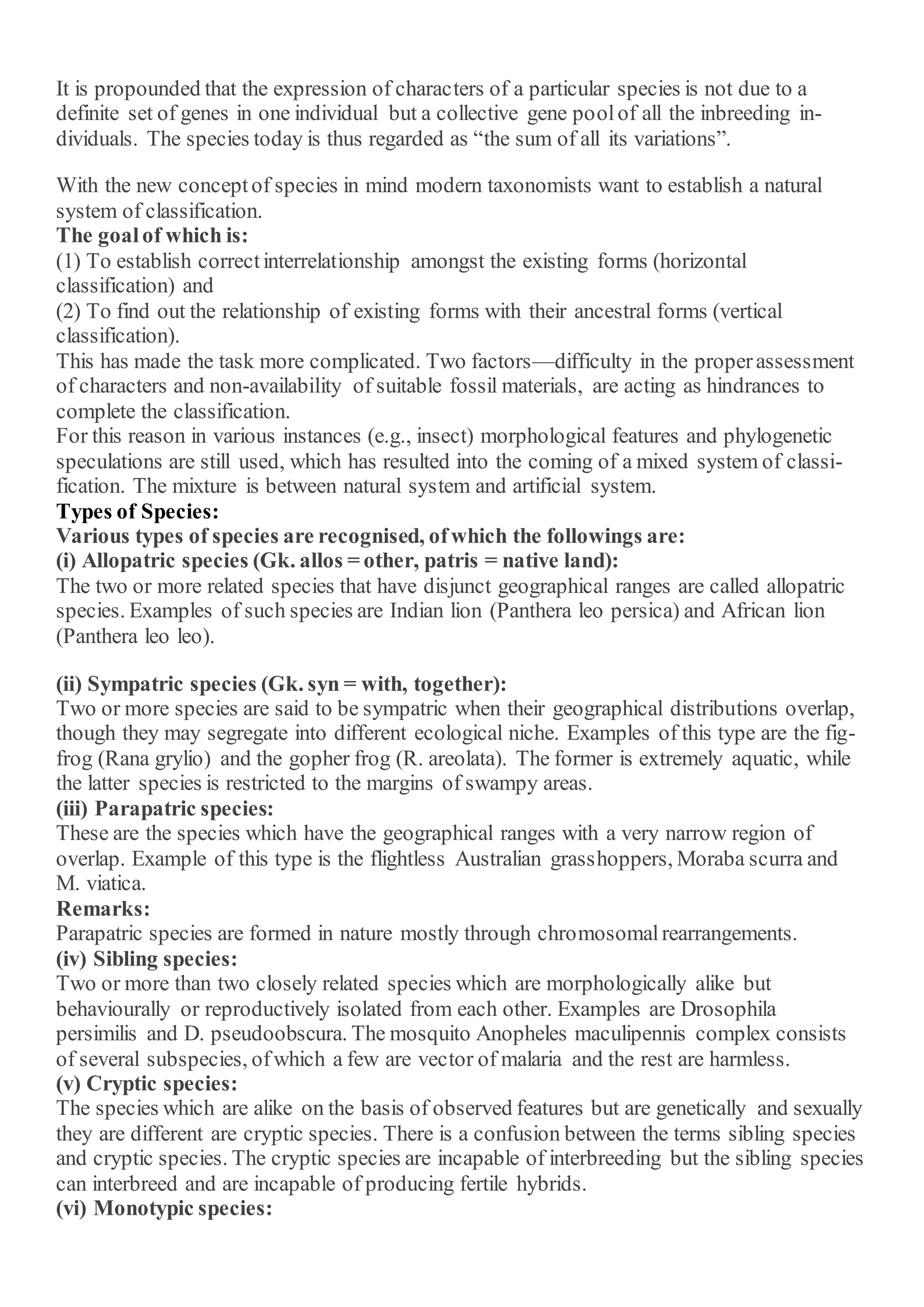 types of species | DOCX