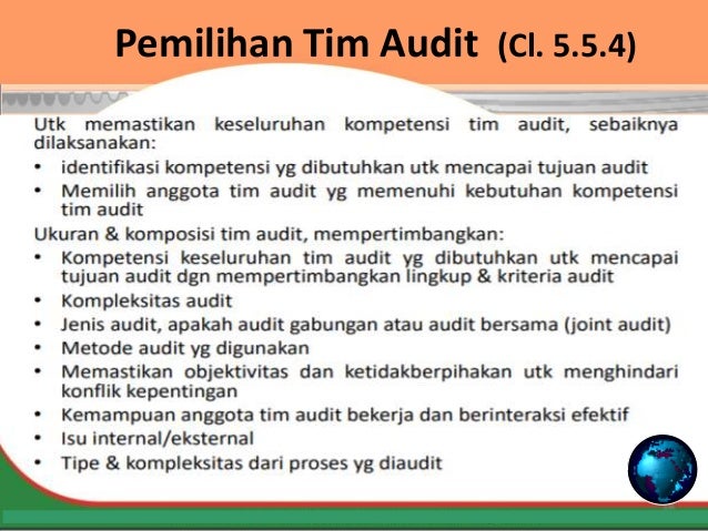 Pemilihan Tim Audit (Cl. 5.5.4)
 