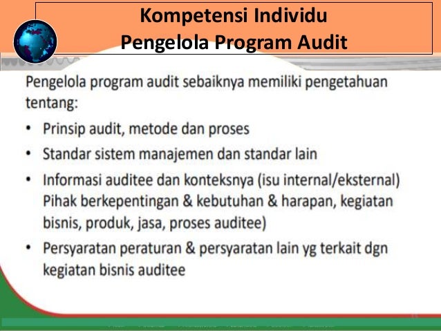 Kompetensi Individu
Pengelola Program Audit
 