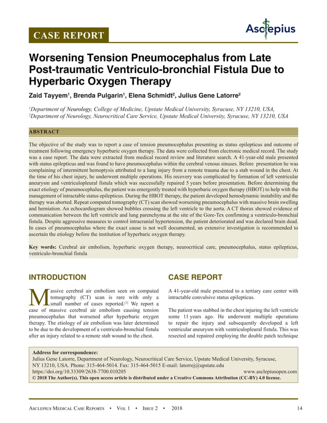 Worsening Tension Pneumocephalus from Late Posttraumatic Ventriculo