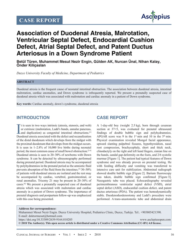 Association of Duodenal Atresia, Malrotation, Ventricular Septal Defect