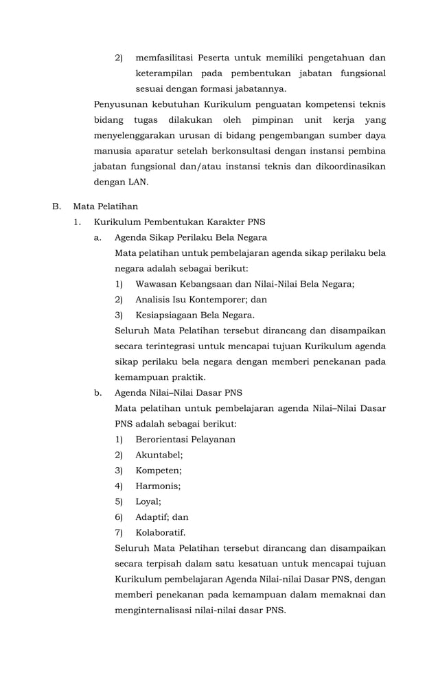 Keputusan Kepala LAN Kurikulum Latsar CPNS