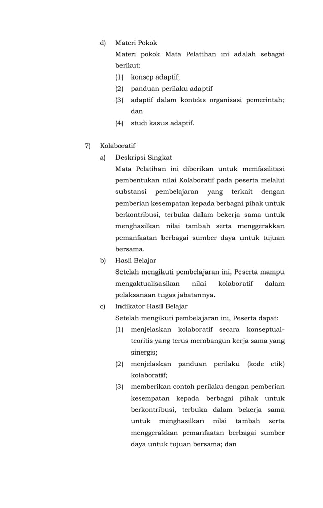 Keputusan Kepala LAN Kurikulum Latsar CPNS