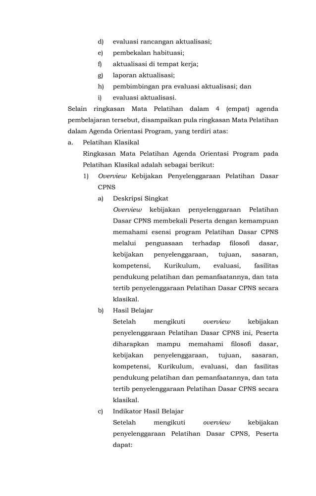 Keputusan Kepala LAN Kurikulum Latsar CPNS