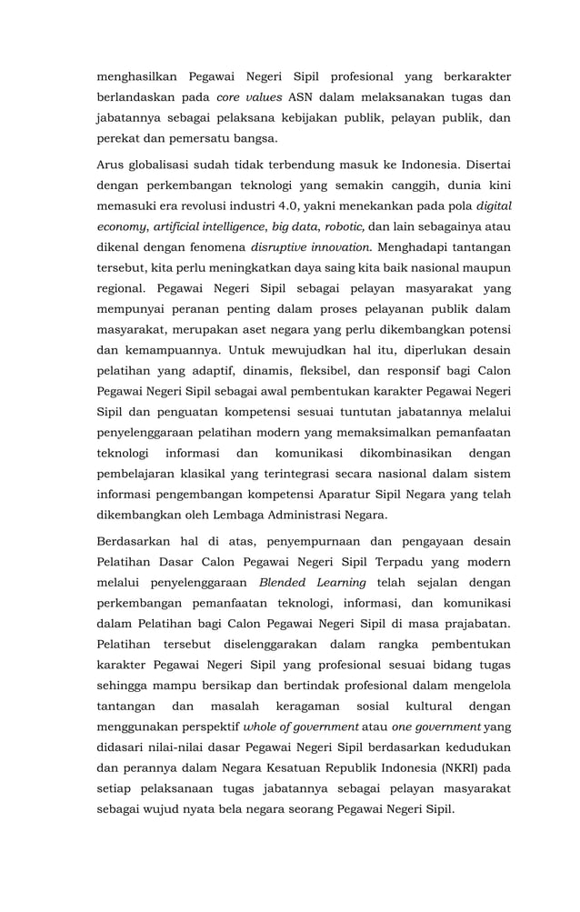 Keputusan Kepala LAN Kurikulum Latsar CPNS