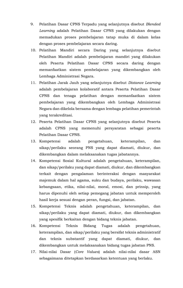 Keputusan Kepala LAN Kurikulum Latsar CPNS