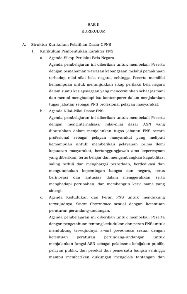 Keputusan Kepala LAN Kurikulum Latsar CPNS