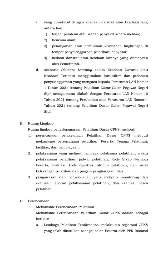 Keputusan Kepala LAN Pedoman Penyelenggaraan Latsar CPNS