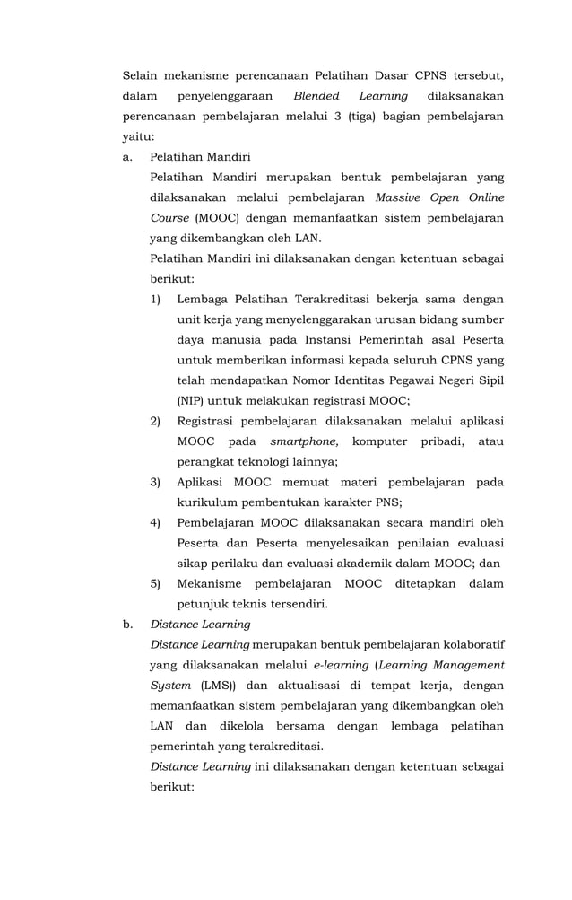 Keputusan Kepala LAN Pedoman Penyelenggaraan Latsar CPNS