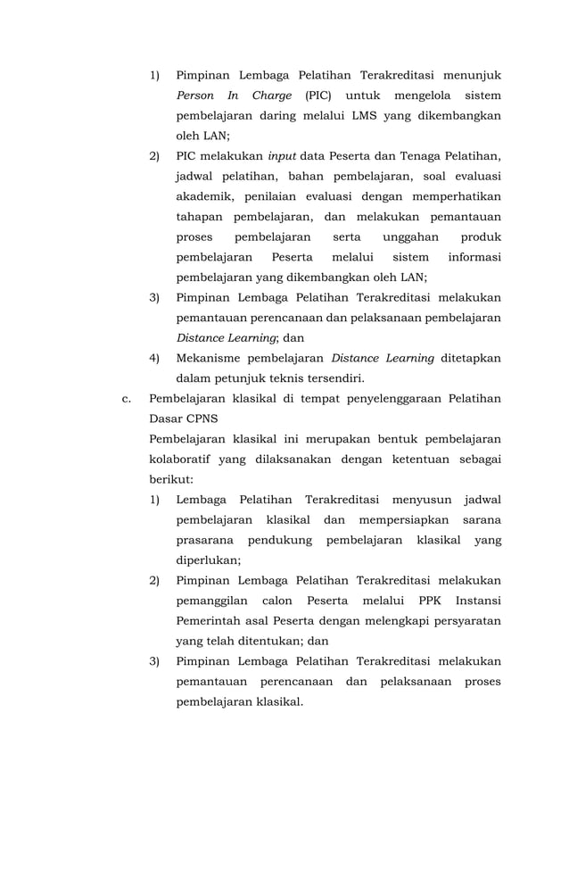 Keputusan Kepala LAN Pedoman Penyelenggaraan Latsar CPNS