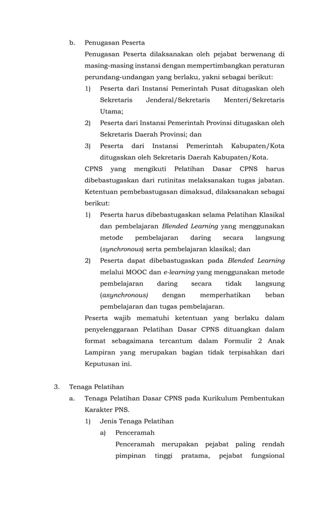 Keputusan Kepala LAN Pedoman Penyelenggaraan Latsar CPNS