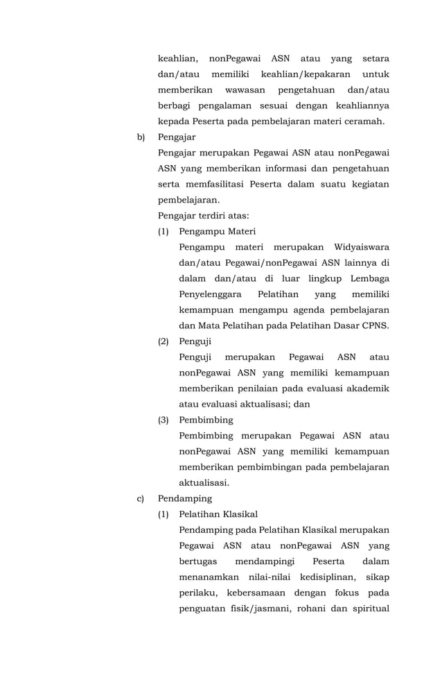 Keputusan Kepala LAN Pedoman Penyelenggaraan Latsar CPNS