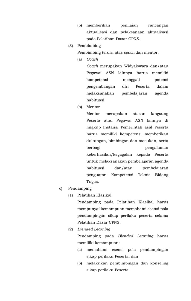 Keputusan Kepala LAN Pedoman Penyelenggaraan Latsar CPNS