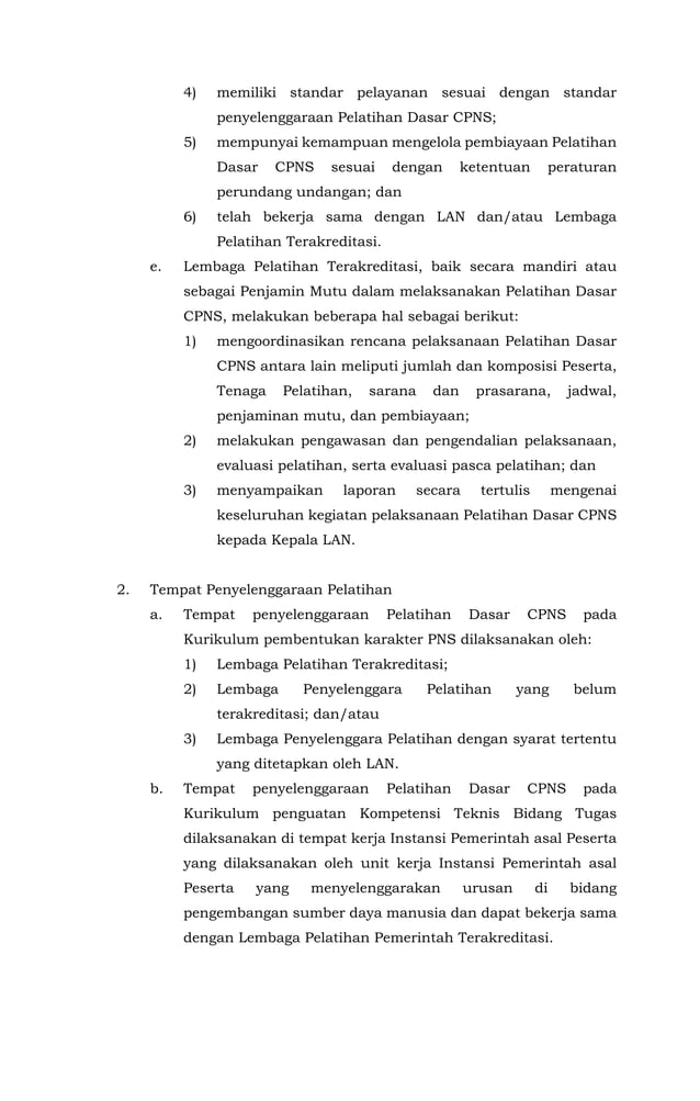 Keputusan Kepala LAN Pedoman Penyelenggaraan Latsar CPNS