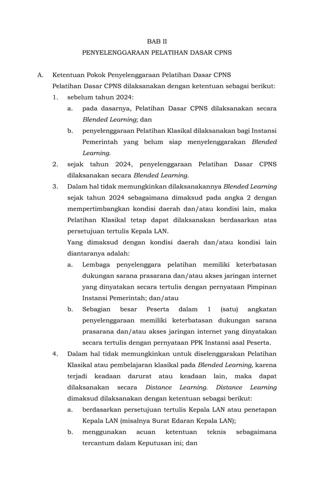 Keputusan Kepala LAN Pedoman Penyelenggaraan Latsar CPNS