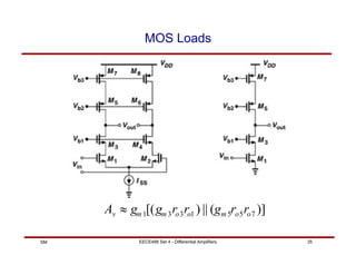 EECE488 Set 4 - Differential Amplifiers 35
SM
MOS Loads
Av ≈ gm1[(gm3ro3ro1 ) || (gm5ro5ro7 )]
 
