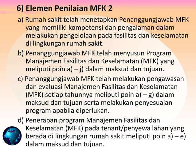 Manajemen Fasilitas Dan Keselamatan MFK BimTek Standar AKREDITASI 