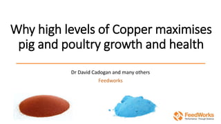 Why high levels of Copper maximises
pig and poultry growth and health
Dr David Cadogan and many others
Feedworks
 