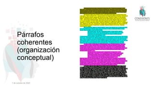 Párrafos
coherentes
(organización
conceptual)
1 de octubre de 2022
 