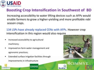Suggestions for Boosting Crop Intensification
• Rationalize cropping patterns – encourage farmers to switch to less water
...