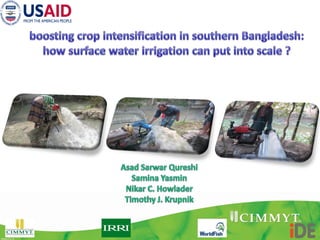Boosting Crop Intensification in southern Bangladesh: how surface water irrigation can put into scale?