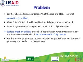 Boosting Crop Intensification in southern Bangladesh: how surface water irrigation can put into scale?