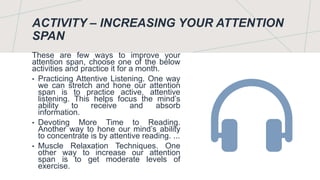 Improving Attention Span Through Exercise, Nutrition, And Mindfulness