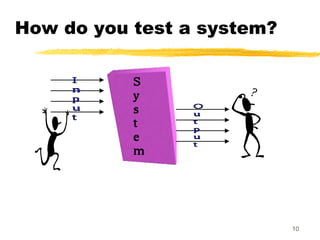10
How do you test a system?
 
