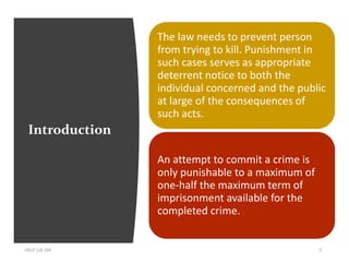 Introduction
HELP LLB 104 2
The law needs to prevent person
from trying to kill. Punishment in
such cases serves as approp...