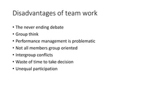 Team work; problems and incentives.pptx